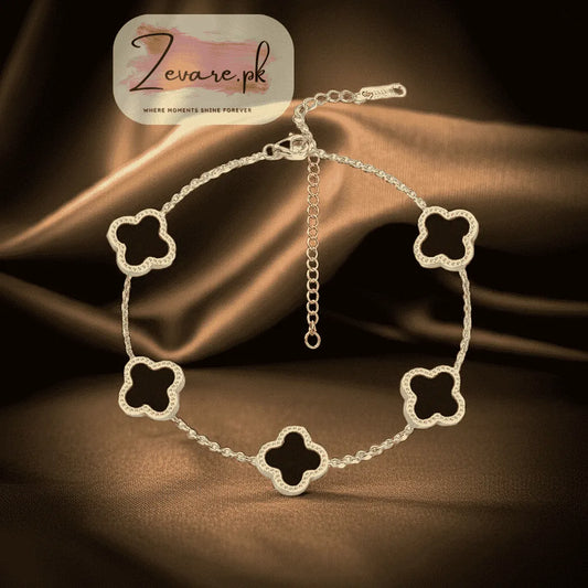 Four-Leaf Clover Bracelet (Black) – Lucky, Stylish & So You Zevare.pk- Four-Leaf Clover Bracelet (Black) | Hot Selling- Zevare.pk- Four-Leaf Clover Bracelet (Black) | Hot Selling- Zevare.pk