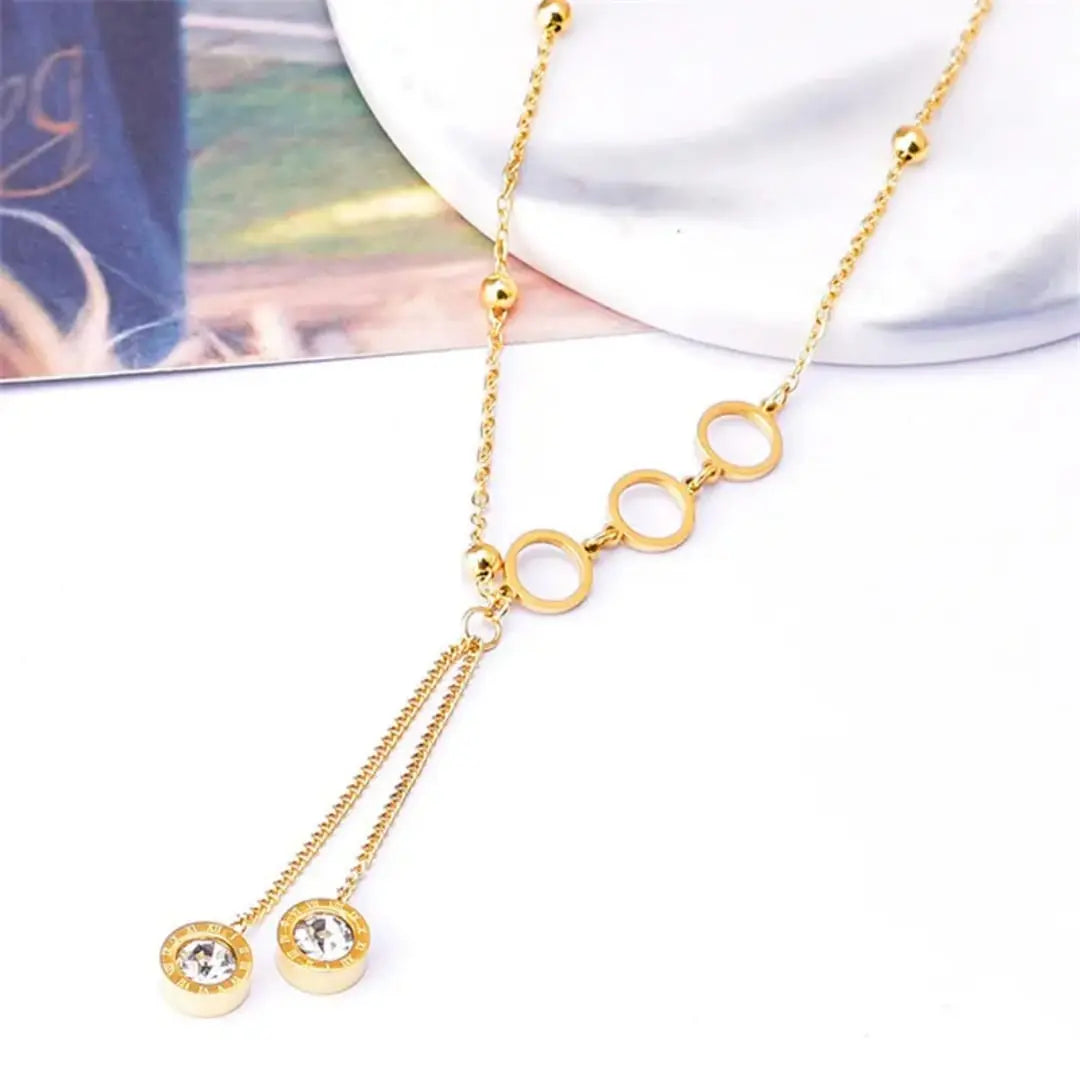 Golden Loops Crystal Necklace – Chic, Classy & Just for You ✨ Zevare.pk