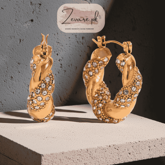 Donna Crystal Twisted Earring – Shine with a Twist Zevare.pk