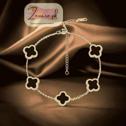 Four-Leaf Clover Bracelet (Black) – Lucky, Stylish & So You Zevare.pk