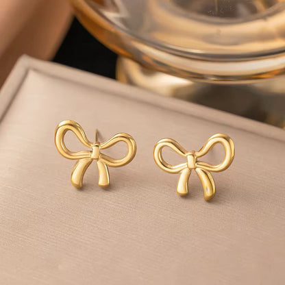 Golden Bow Earring -Zevare.pk