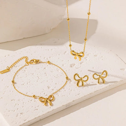 Golden Bow Necklace Set