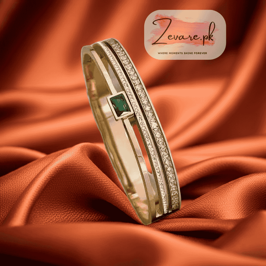 Green Rhinestone Bangle – Sparkle in Every Move 💚 Zevare.pk