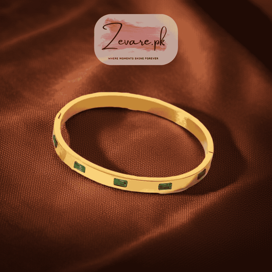 Green Stone Bangle – A Pop of Elegant Charm Zevare.pk