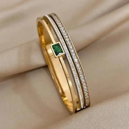 Green Rhinestone Bangle – Sparkle in Every Move 💚 Zevare.pk