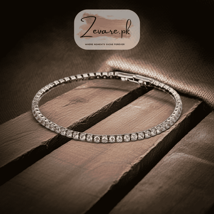 Silver Tennis Bracelet – Shine Everyday, Anywhere Zevare.pk- Silver Tennis Bracelet- Zevare.pk