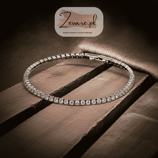 Silver Tennis Bracelet – Shine Everyday, Anywhere Zevare.pk