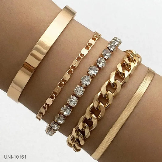 Crystal Diamond Foiled Chain - Bracelet Set of 5 Zevare.pk- Crystal Diamond Foiled Chain - Bracelet Set of 5- Zevare.pk- Crystal Diamond Foiled Chain - Bracelet Set of 5- Zevare.pk