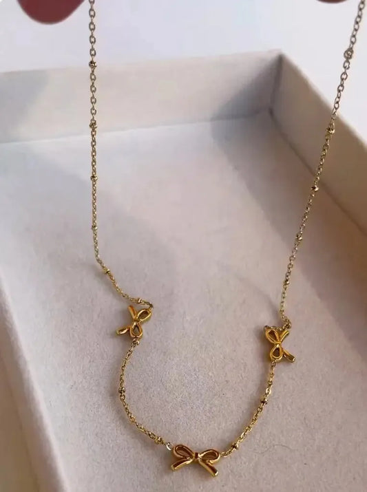3 Bow Necklace – Sweet, Stylish & So You! 🎀✨ Zevare.pk- 3 Bow style -  artificial nacklace- Zevare.pk- 3 Bow style -  artificial nacklace- Zevare.pk