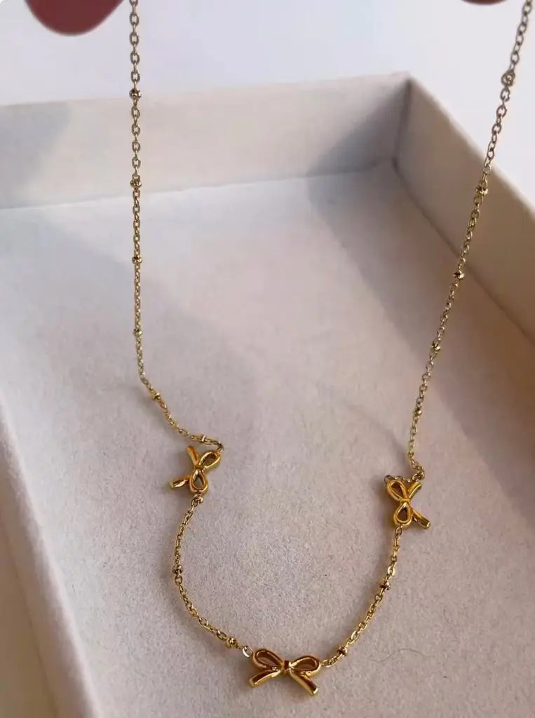 3 Bow Necklace – Sweet, Stylish & So You! 🎀✨ Zevare.pk