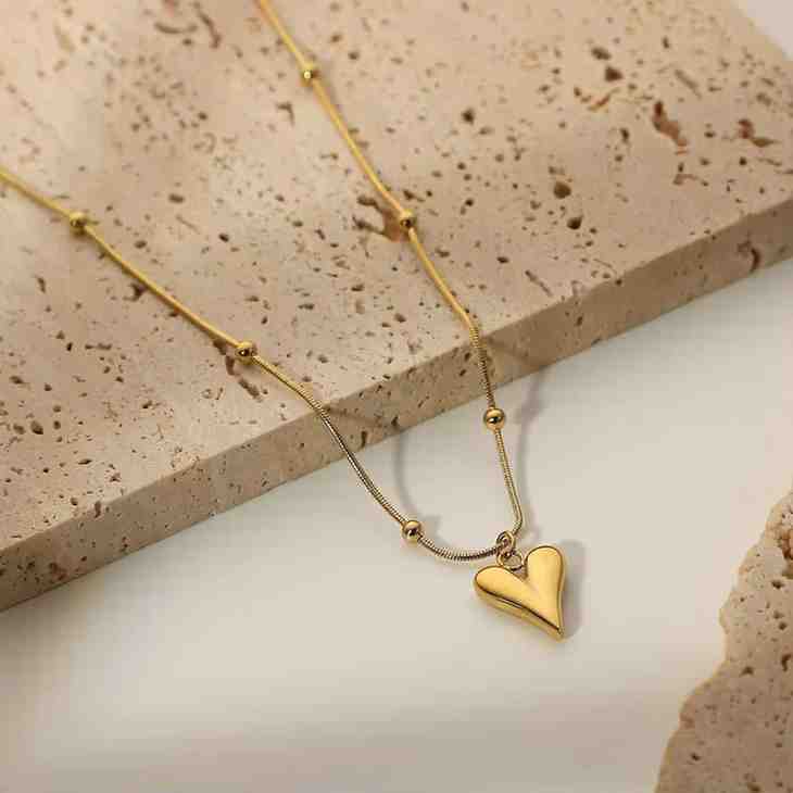 Gold Plated Heart Necklace – Elegant, Durable & Full of Love - Zevare.pk