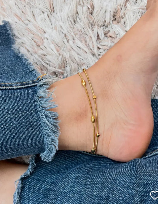 2-Layer Charm Anklet – Double the Style, All-Day Shine Zevare.pk