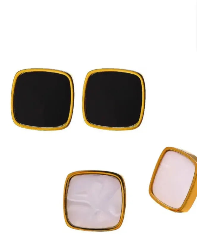 Square Black & White Stud – Bold Simplicity, Everyday Elegance - Zevare.pk- Square Black & White Stud- Zevare.pk- Square Black & White Stud- Zevare.pk