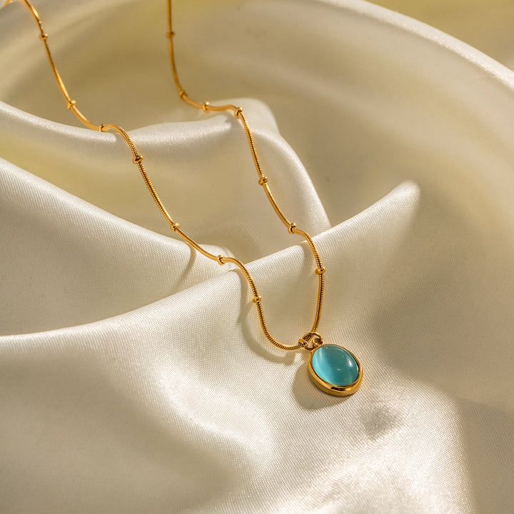 AQUA OVAL Nile Necklace – Inspired by Beauty, Styled for You Zevare.pk- AQUA OVAL Nile Necklace – Fashion jewellery- Zevare.pk