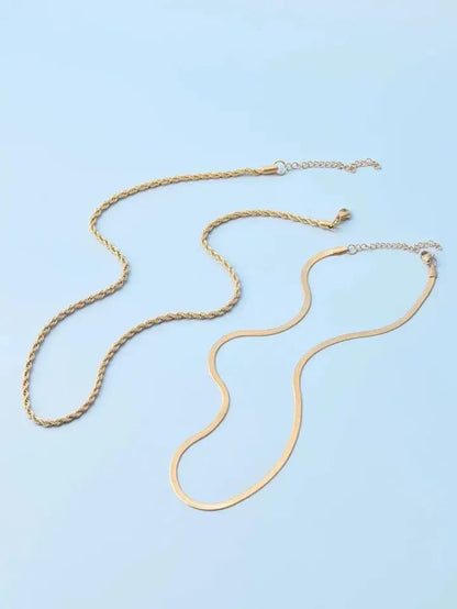 Milas Twisted & Snake Chain Necklace Combo – Two Styles, One Premium Look Zevare.pk- Milas Twisted & Snake Chain Necklace Combo- Zevare.pk- Milas Twisted & Snake Chain Necklace Combo- Zevare.pk