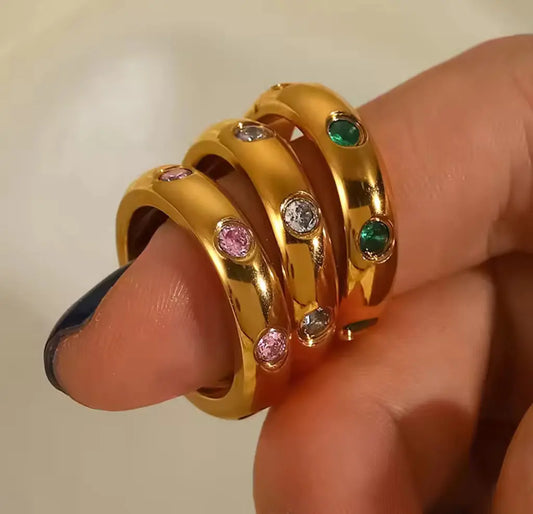3-Stone Color Ring – Bright, Bold & Beautiful Zevare.pk