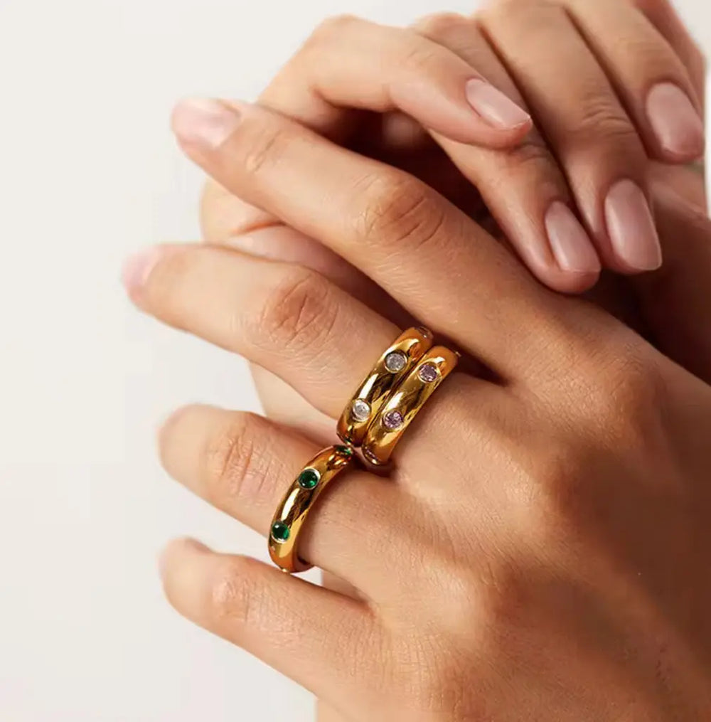 3-Stone Color Ring – Bright, Bold & Beautiful Zevare.pk