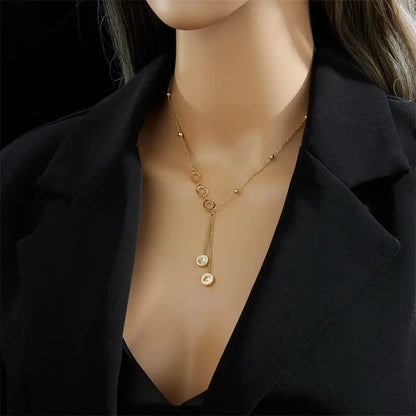 Golden Loops Crystal Necklace – Chic, Classy & Just for You ✨ Zevare.pk