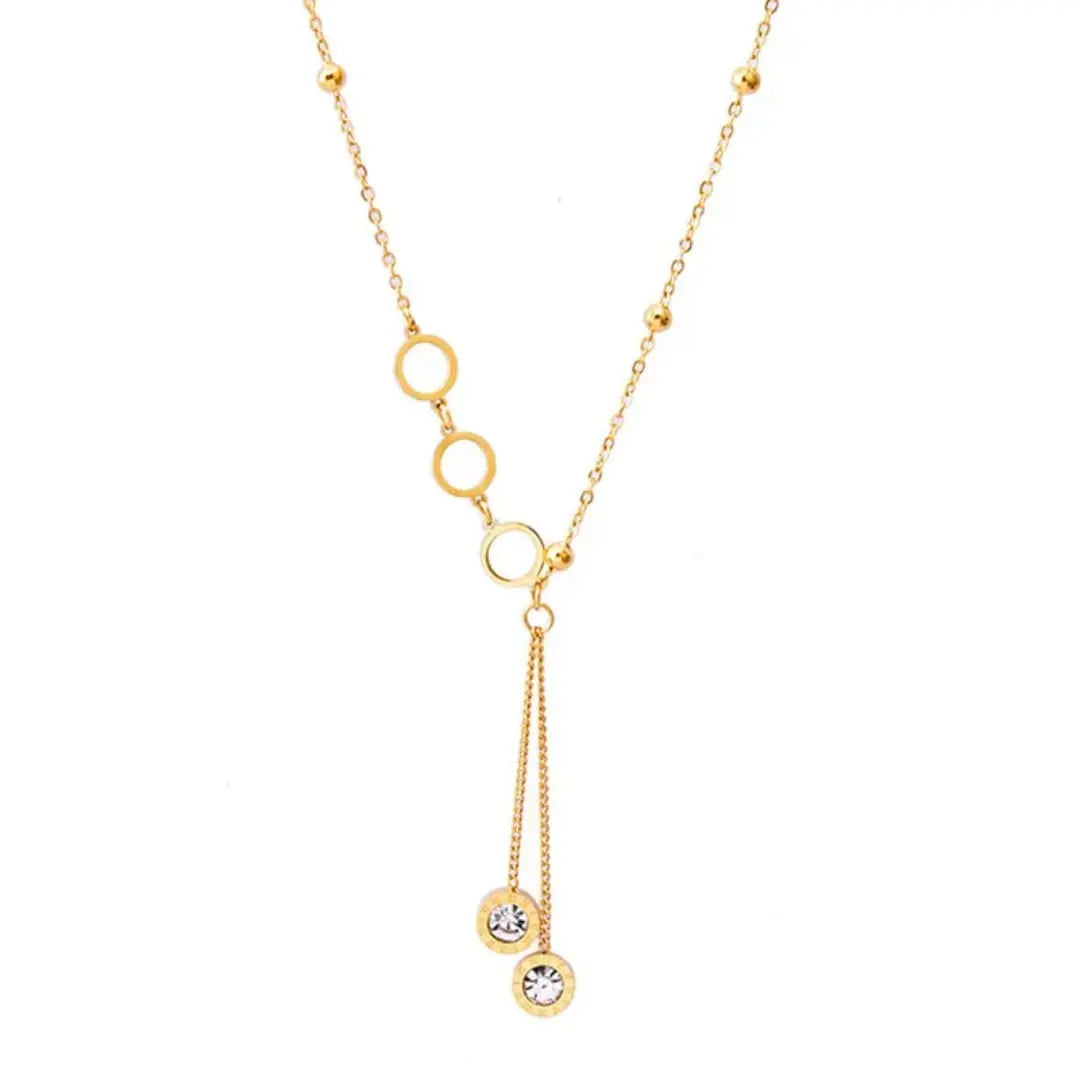 Golden Loops Crystal Necklace – Chic, Classy & Just for You ✨ Zevare.pk